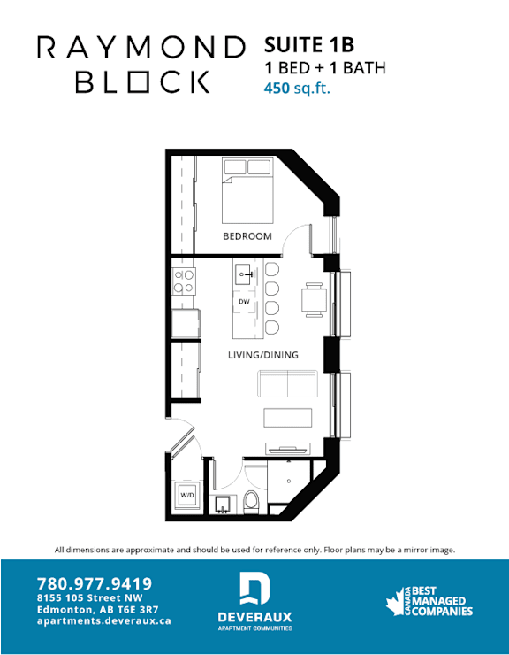 Floor Plan  1B Floor Plan at Raymond Block, Edmonton