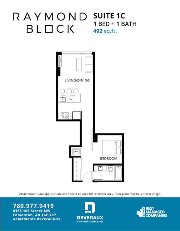 1C Floor Plan at Raymond Block, Edmonton Alberta T6E 3R7