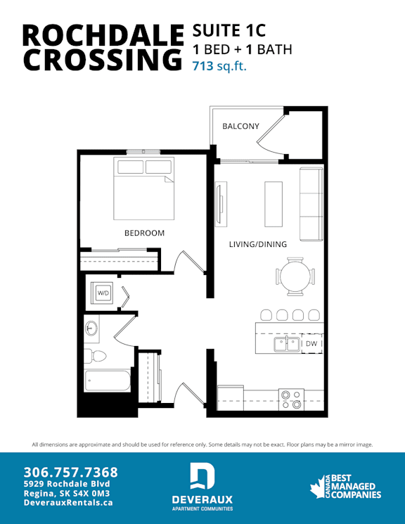 a floor plan of a 1 bedroom customizable floor plan