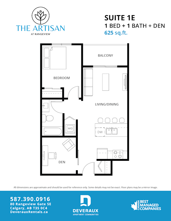 Suite 1E Floor Plan at The Artisan at Rangeview, Alberta, T3S 0C4