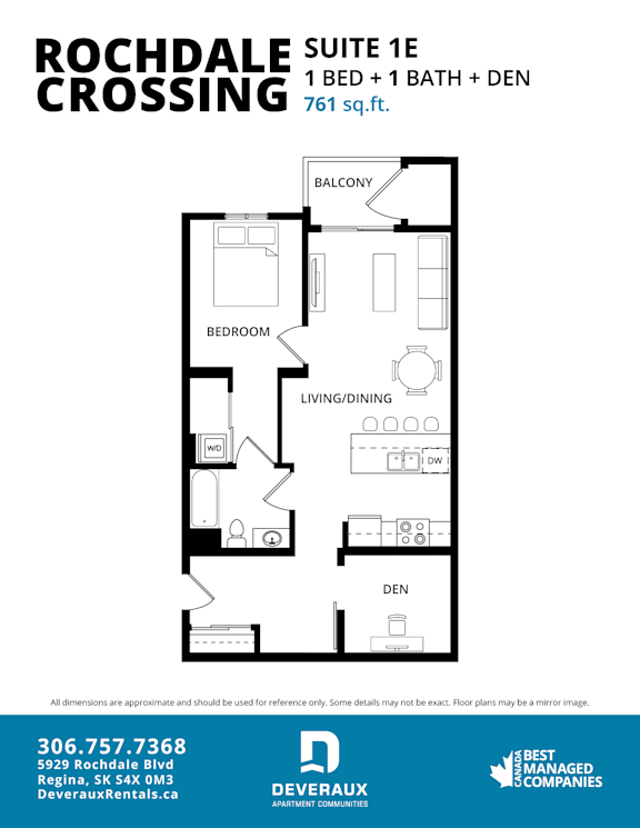 a floor plan of a 1 bedroom customizable apartment
