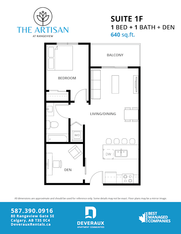 Suite 1F Floor Plan at The Artisan at Rangeview, Alberta