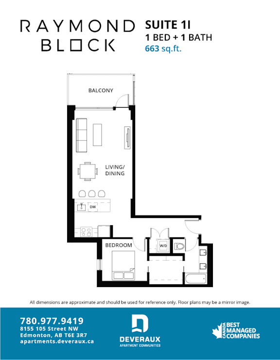 1I Floor Plan at Raymond Block, Alberta