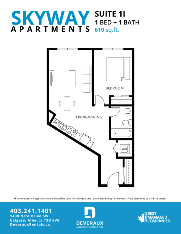 1I Floor Plan at Skyway Apartments, Calgary