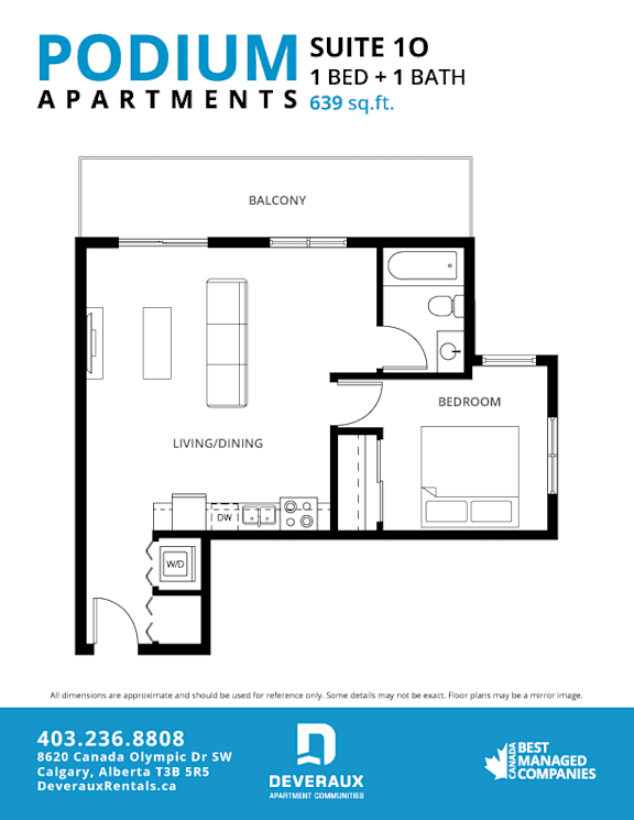 Suite 1O Floor Plan at Podium Apartments, Calgary