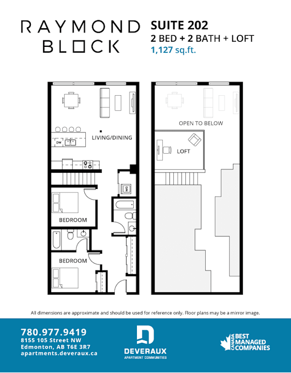 Suite 202 Floor Plan at Raymond Block, Edmonton, AB