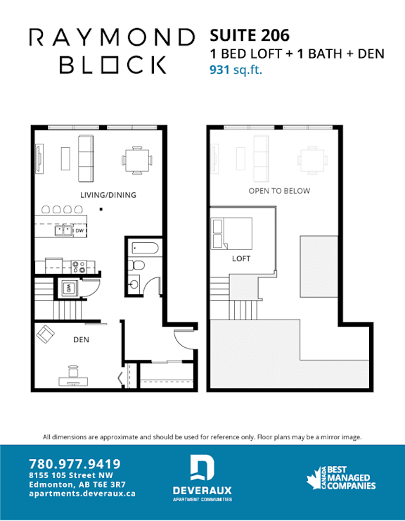 Floor Plan  Suite 206 Floor Plan at Raymond Block, Alberta, T6E 3R7
