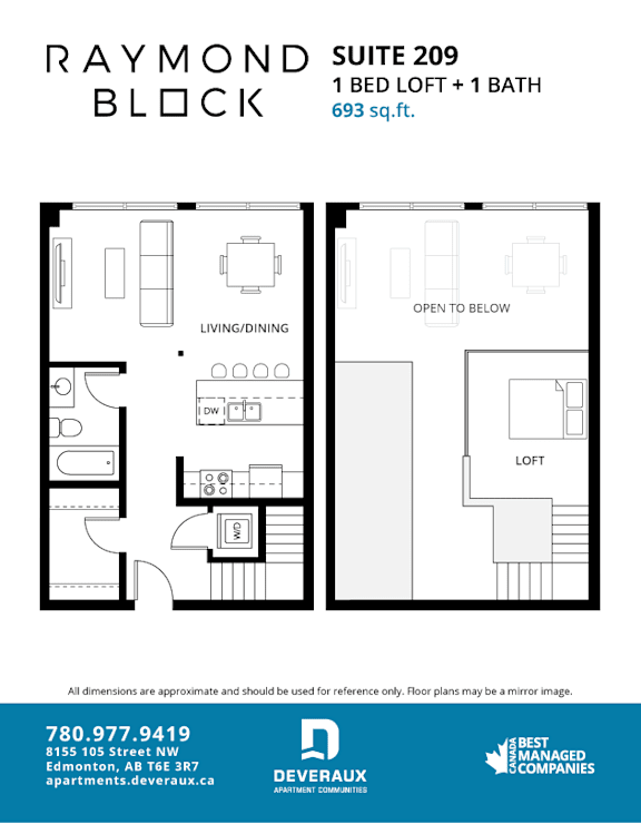 Floor Plan  Suite 209 Floor Plan at Raymond Block, Alberta