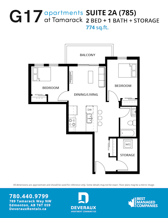Suite 2A Floor Plan at G17 Apartments at Tamarack, Edmonton
