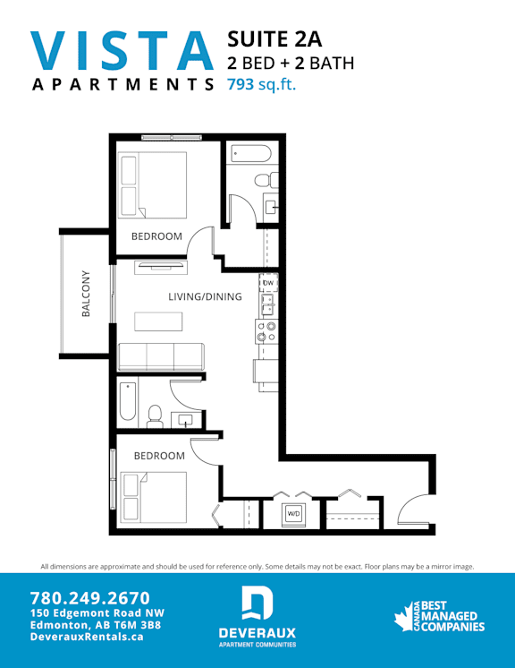 2a Floor Plan at Vista Apartments at Edgemont, Edmonton, T6M 1J4