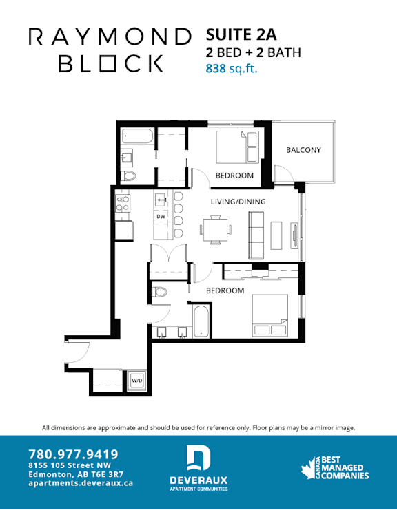 Floor Plan  2A Floor Plan at Raymond Block, Alberta, T6E 3R7