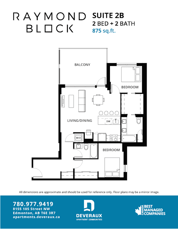 2B Floor Plan at Raymond Block, Edmonton