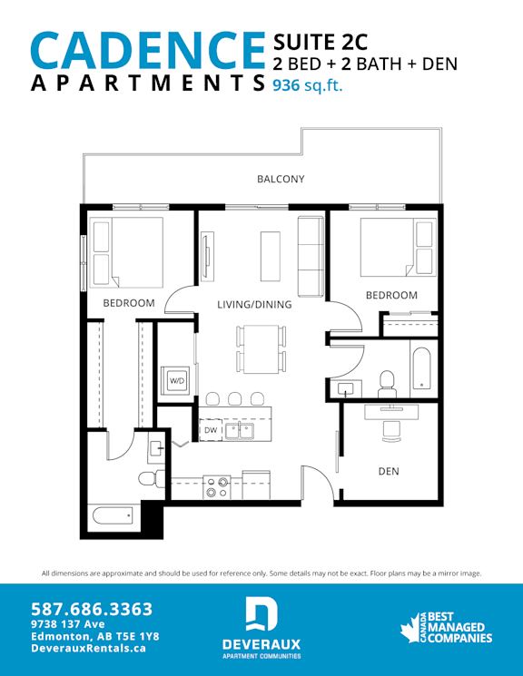 Suite 2C Floor Plan at Cadence at Griesbach, Edmonton, Alberta