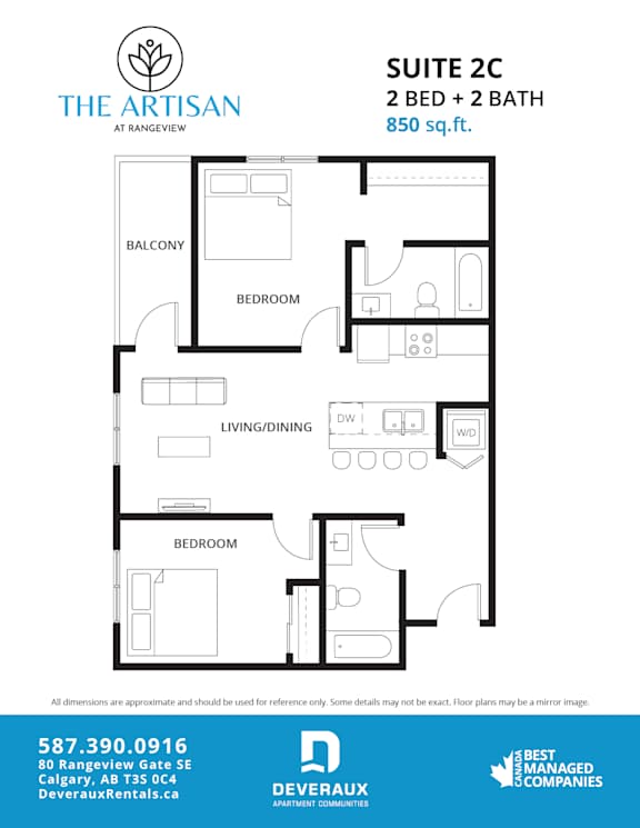 Suite 2C Floor Plan at The Artisan at Rangeview, Calgary, Alberta