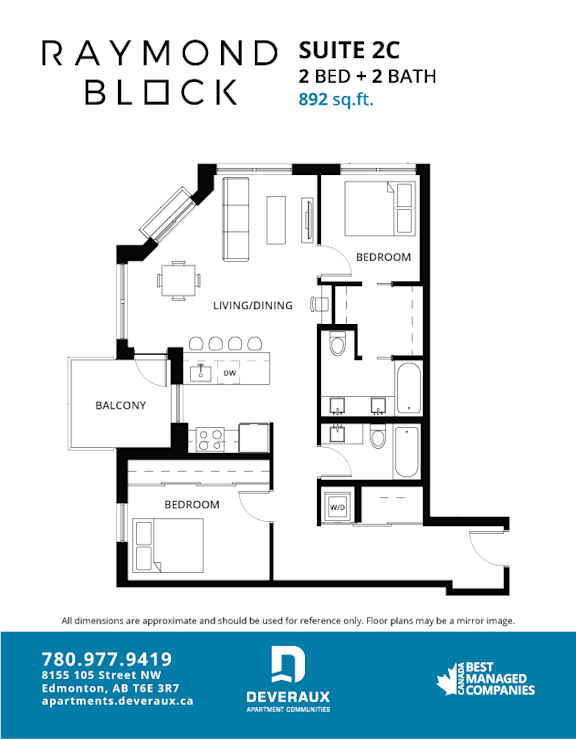 2C Floor Plan at Raymond Block, Edmonton Alberta T6E 3R7