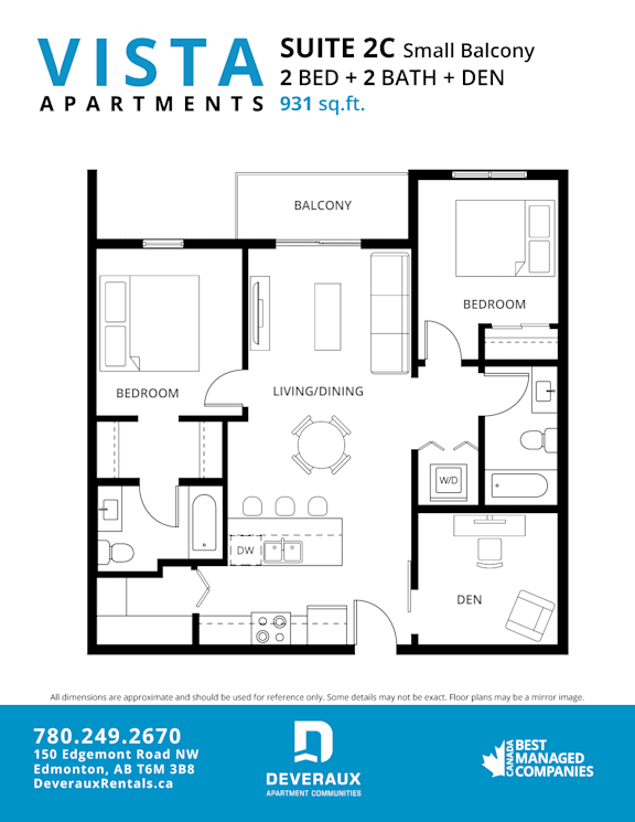 2c Floor Plan at Vista Apartments at Edgemont, Edmonton Alberta