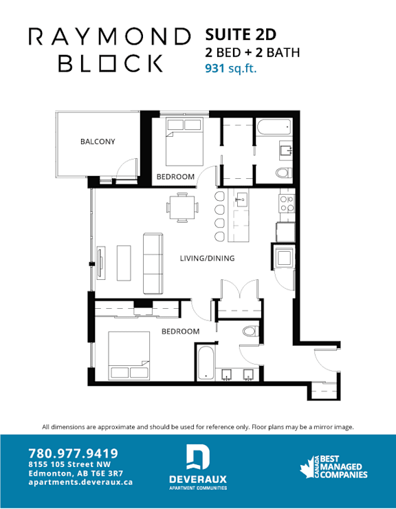2D Floor Plan at Raymond Block, Edmonton, AB T6E 3R7