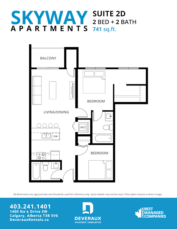 2D Floor Plan at Skyway Apartments, Alberta, T3B 5V6