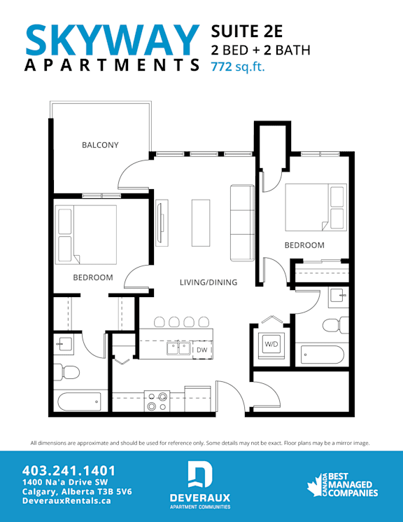 2E Floor Plan at Skyway Apartments, Alberta
