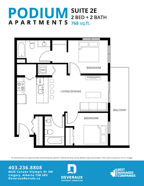 Suite 2E Floor Plan at Podium Apartments, Calgary, AB
