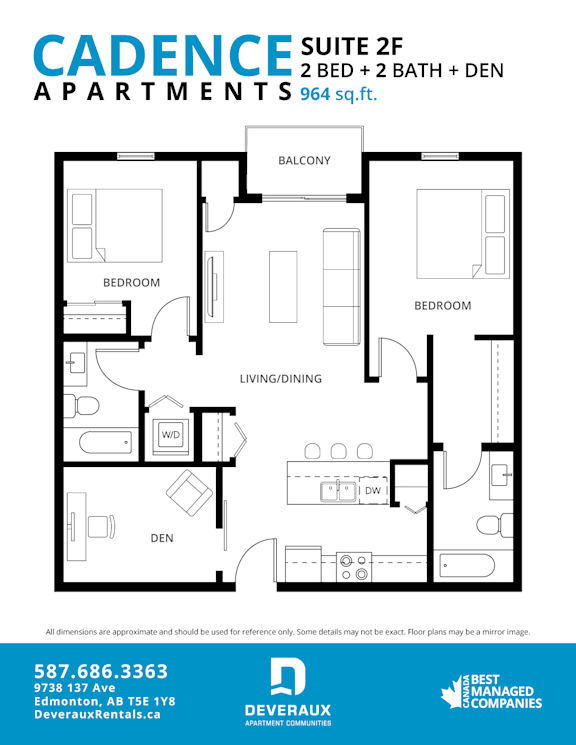 Suite 2F Floor Plan at Cadence at Griesbach, Edmonton, T5E 1Y8