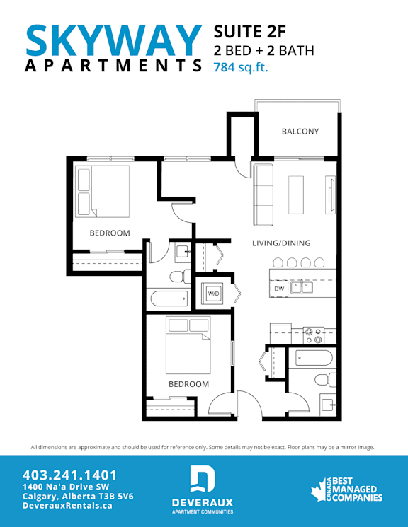 2F Floor Plan at Skyway Apartments, Calgary