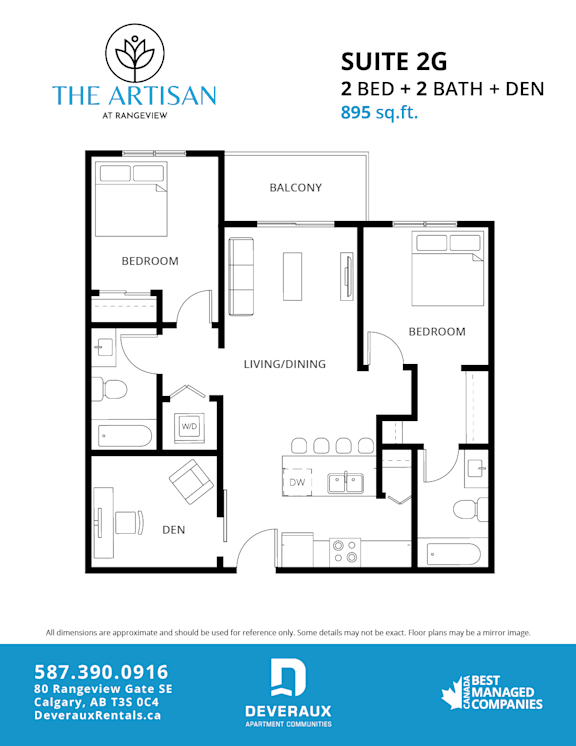 Suite 2G Floor Plan at The Artisan at Rangeview, Calgary, AB
