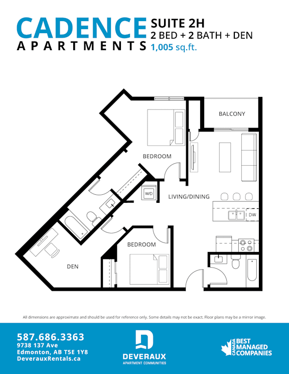 Suite 2H Floor Plan at Cadence at Griesbach, Edmonton, AB