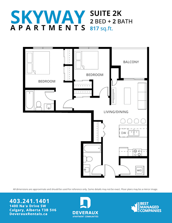 2K Floor Plan at Skyway Apartments, Alberta