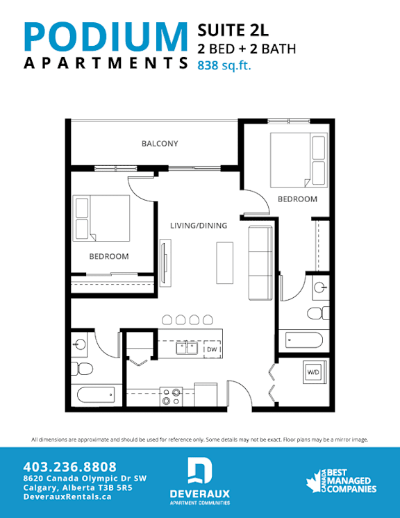Suite 2L Floor Plan at Podium Apartments, Calgary