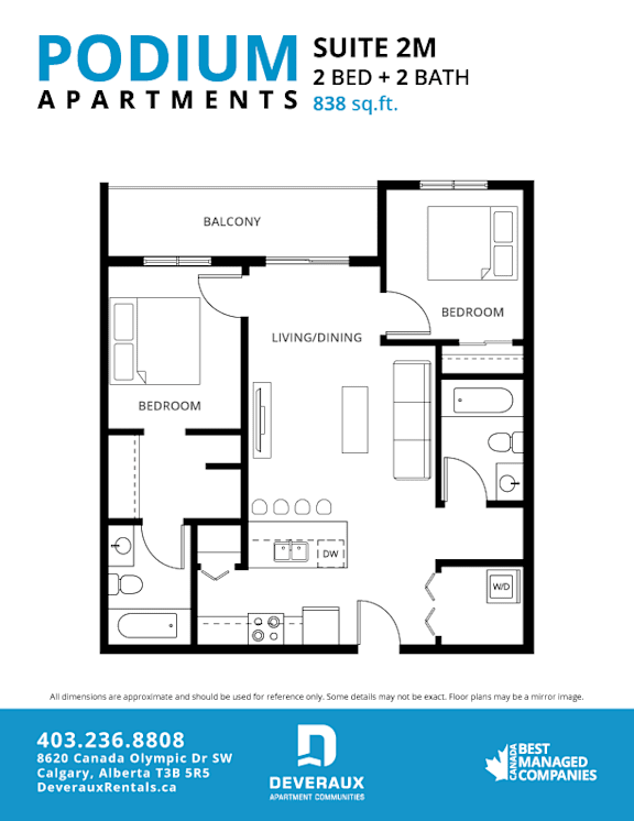 Suite 2M Floor Plan at Podium Apartments, Calgary