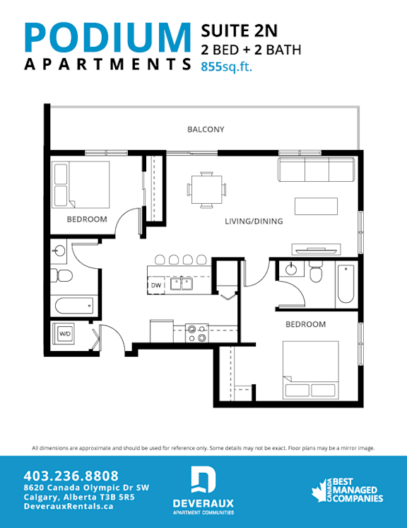 Suite 2N Floor Plan at Podium Apartments, Calgary, AB