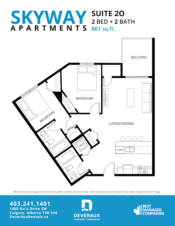 2O Floor Plan at Skyway Apartments, Alberta