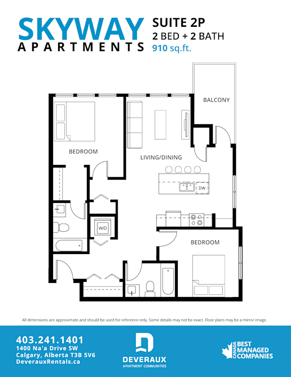 2P Floor Plan at Skyway Apartments, Calgary