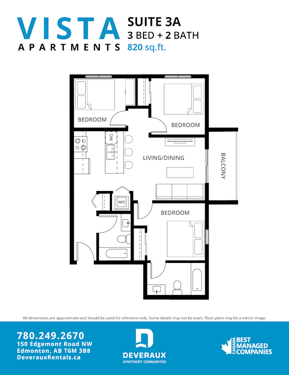 3a Floor Plan at Vista Apartments at Edgemont, Edmonton, AB