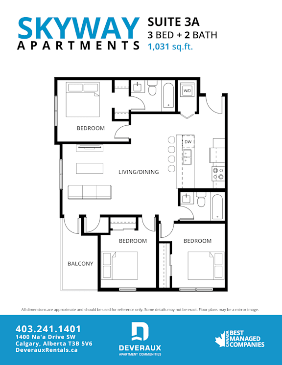 3a Floor Plan at Skyway Apartments, Calgary, AB T3B 5V6