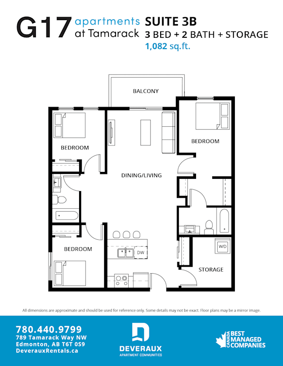 Suite 3B Floor Plan at G17 Apartments at Tamarack, Edmonton