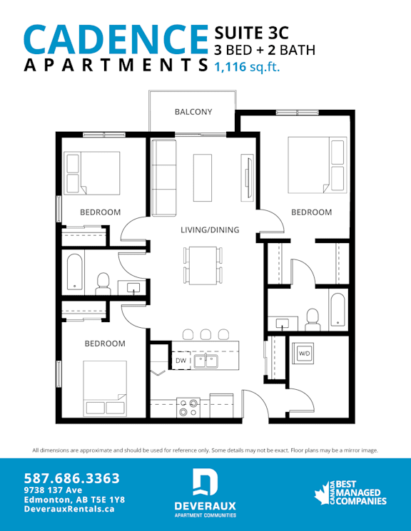 Suite 3C Floor Plan at Cadence at Griesbach, Alberta, T5E 1Y8