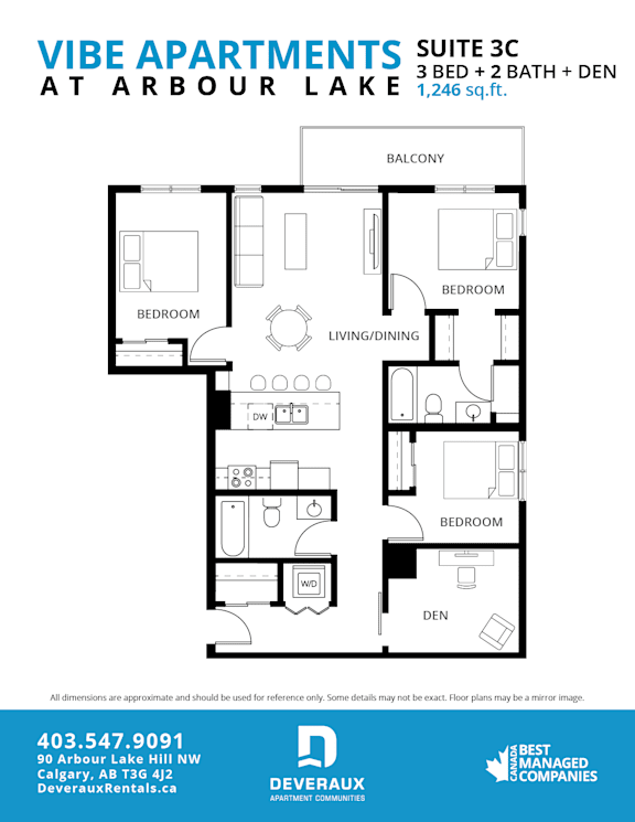 3c Floor Plan at Vibe Apartments at Arbour Lake, Alberta, T3G 4J2