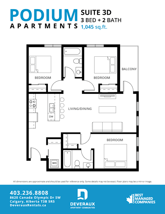 Suite 3D Floor Plan at Podium Apartments, Alberta
