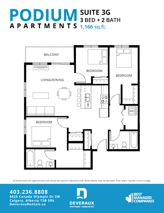 Suite 3G Floor Plan at Podium Apartments, Calgary, AB