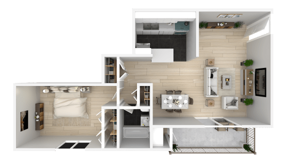 1Bed 1Bath Floor Plan at Admiral Place, Maryland, 20746