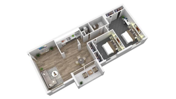 2 bed 1 bathroom floor plan C at Andrews Ridge Apartments, Maryland, 20746