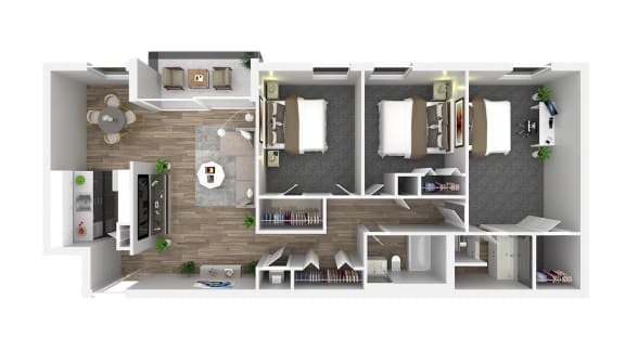 Floor Plan  3 bed 2 bathroom floor plan at Andrews Ridge Apartments, Suitland, MD