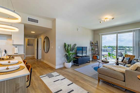 Living Room With TV at Icon One, Florida