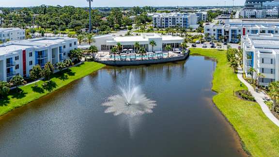 Lake With Fountain at Icon One, Florida