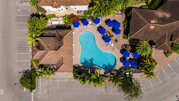 Top view of blue pool at Portofino Cove, Fort Myers, FL