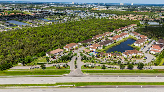 Aerial view of neighborhood at Portofino Cove, Fort Myers, Florida
