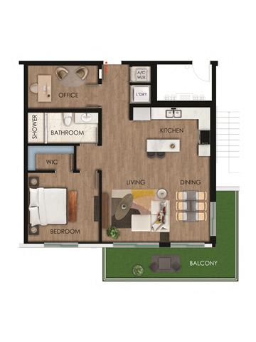 Floor Plan  1 Bedroom 1 Bath Floor Plan at Icon One, Daytona Beach, FL, 32114