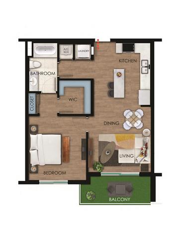 Floor Plan  1 Bed 1 Bath Floor Plan at Icon One, Florida, 32114